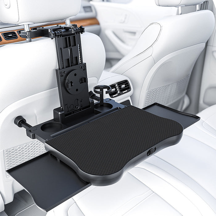 car travel table, multifunctional car seat back small table, adjustable for adults and kids, with cup and laptop holder