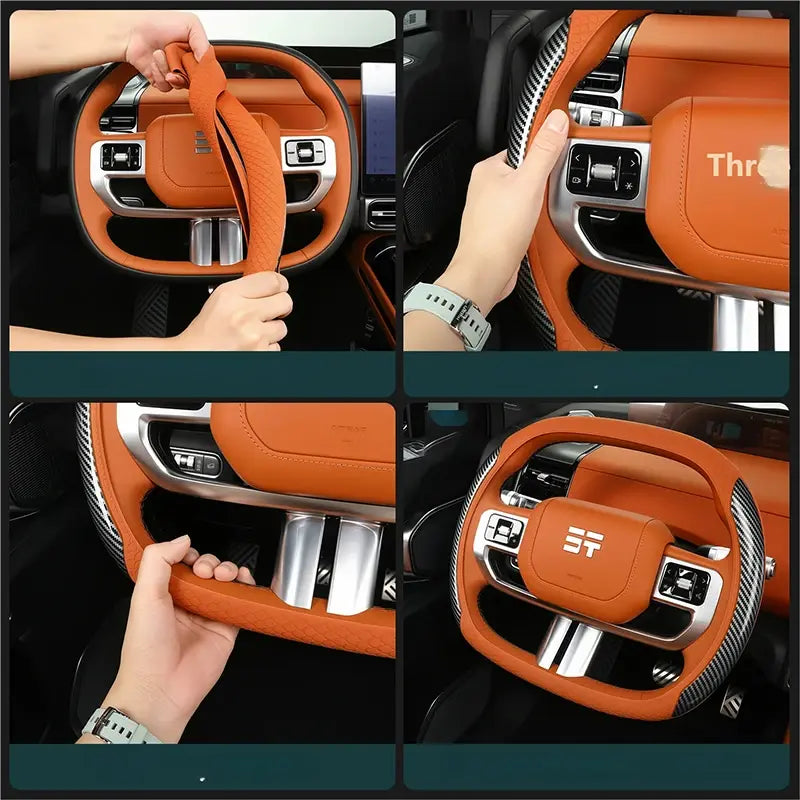 For JETOUR G700 2025+ Steering Wheel Cover Anti-slip Breathable Carbon Look Silicone Protective Cover Interior Car Accessories | 1688 Store UAE
