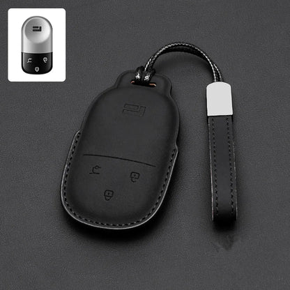 Car Leather Key Fob Cover For BAIC Jishi Polestone 01 Rox 01 2023-2025 Remote Cover Case Shell Keychain Ring Holder Accessories.