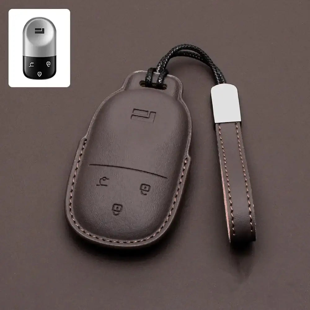 Car Leather Key Fob Cover For BAIC Jishi Polestone 01 Rox 01 2023-2025 Remote Cover Case Shell Keychain Ring Holder Accessories | 1688 Store UAE