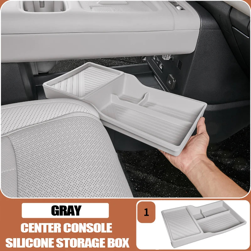 For BYD Leopard 7 Titanium 7 Divided Compartment Concealed Interior Mod Accessory Under Center Console Silicone Storage Box.