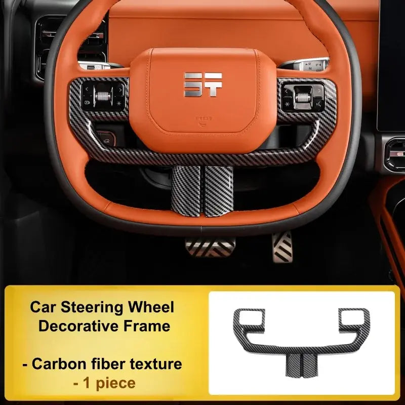Fit for Jetour Zongheng G700 Automobile Steering Wheel Carbon Fiber Texture Decorative Frame Automobile Interior Accessories.