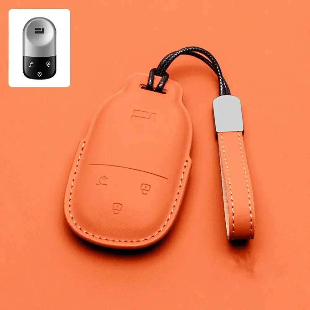 Car Leather Key Fob Cover For BAIC Jishi Polestone 01 Rox 01 2023-2025 Remote Cover Case Shell Keychain Ring Holder Accessories | 1688 Store UAE