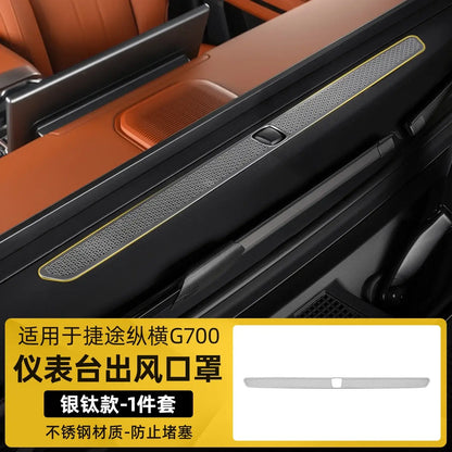 For Chery Jetour G700 2025 2026 Modification Accessories Stainless Steel Instrument Panel Air Outlet Protective Mask Cover.