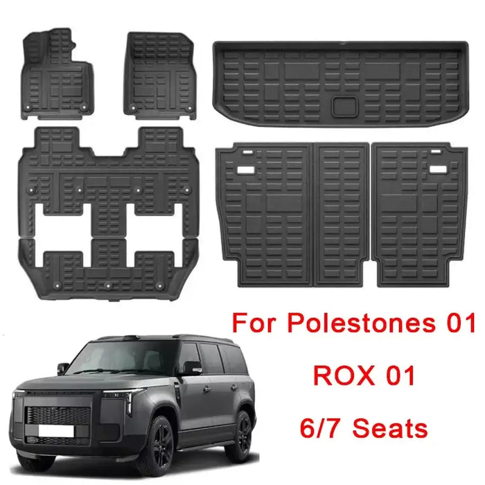 Car Floor Mats ROX 01 + ADAMAS TPE Waterproof Scratch-Proof Cargo Liners 6/7 Seats | 1688 Store UAE