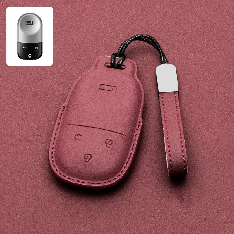 Car Leather Key Fob Cover For BAIC Jishi Polestone 01 Rox 01 2023-2025 Remote Cover Case Shell Keychain Ring Holder Accessories | 1688 Store UAE
