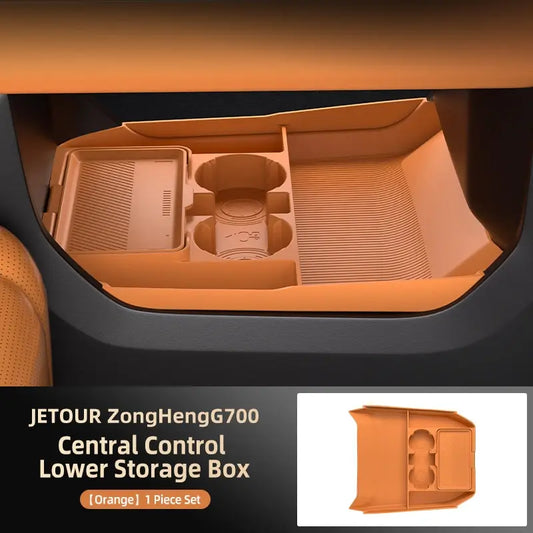 For Jetour Zongheng G700 Lower Center Console Storage Box, Custom Silicone Organizer Tray, Anti-Slip Cup Holder Mat Car Accessor.