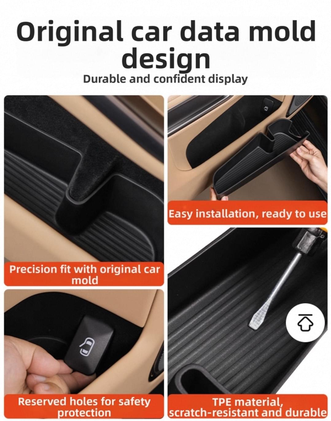 Leopard 8 Car Door Storage Box Mat Tpe Door Slot Storage Protection Mat Silicone.